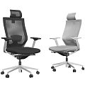 Modern Ergonomic Office Chairs With Mesh Backrest Adjustable Headrest And Wheels