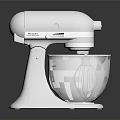 White Stand Kitchen Mixer With Shiny Metal Mixing Bowl And Base
