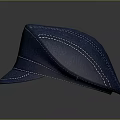 Stylish Blue Denim Hat With Stitched Details And Curved Brim Design