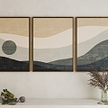 Nordic Landscape Painting Sun Moon Mountains Art Hanging Painting 3d model