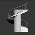 Modern Spiral Staircase With White Steps Cylindrical Support And Metal Railings