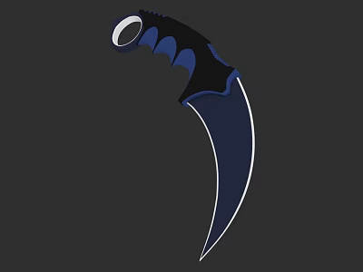 Tactical Karambit Weapon With Curved Blade And Black Blue Handle Design 3d model