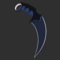 Tactical Karambit Weapon With Curved Blade And Black Blue Handle Design