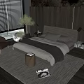 Modern Minotti Background Double Bed 3d model