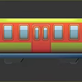 Colorful Train Carriage With Yellow Red Green Sections Blue Base And Windows
