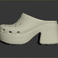 Women's White Clogs with Thick Sole and High Heel Casual Slippers Design