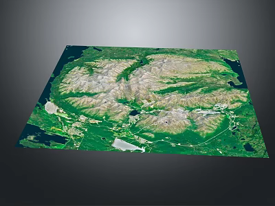 Natural Garden Landscape Design With Green Vegetation Mountainous Terrain And Lakes 3d model