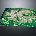 Natural Garden Landscape Design With Green Vegetation Mountainous Terrain And Lakes