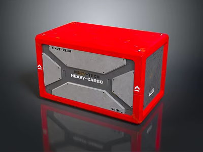 Red Heavy Duty Cargo Box MPC 128 With Gray Panels And Reinforced Design 3d model