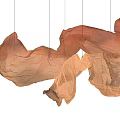 Artistic Orange Beige Fabric Hanging Decoration with Flowing Curved Design