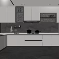 Modern Kitchen Interior With White Cabinets Gray Countertops Sink And Range Hood