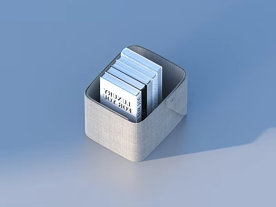 Gray Square Storage Box With Neat White Tissues And Black Text Packaging 3d model