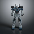 3D Rendered Mechanical Robot Character With Blue Gray Armor Standing Pose And Light Details