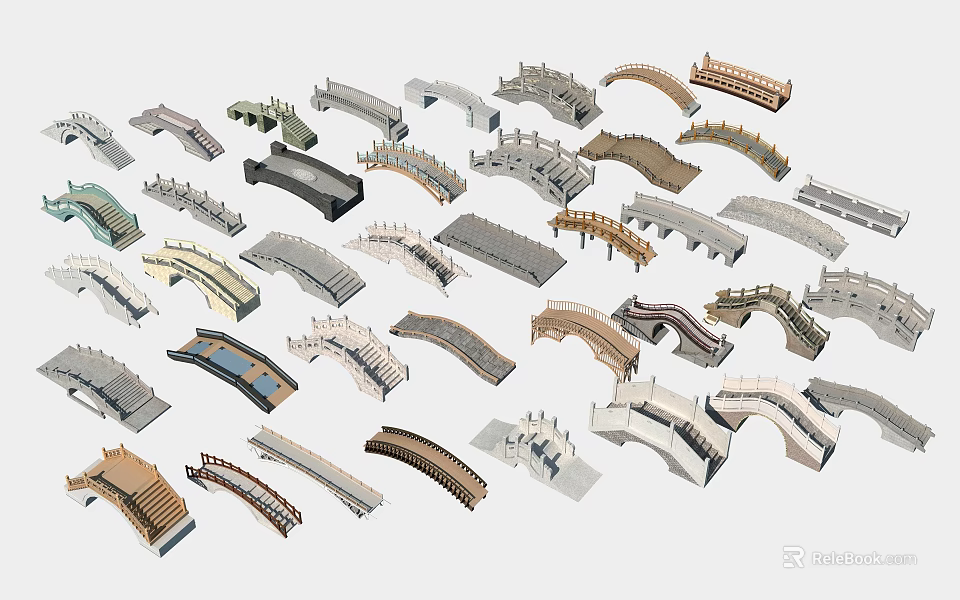Diverse Bridge Design Models With Various Architectural Styles And Structural Elements 3d model 