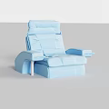 Blue Leather Massage Chair With Ergonomic Design Comfortable Reclining Armrests And Footrest