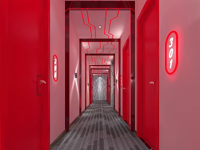 Modern Hotel Aisle E-Sports Hotel Aisle 3d model