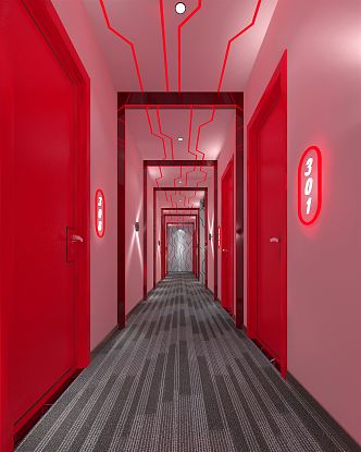 Modern Hotel Aisle E-Sports Hotel Aisle 3d model