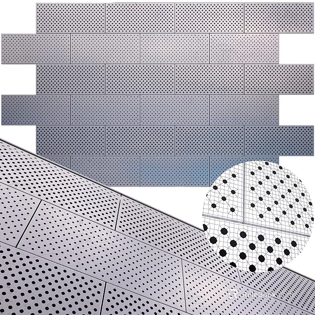 Perforated Metal Panels With Varied Hole Patterns And Decorative Layout Design 3d model 