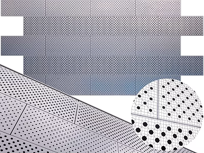 Perforated Metal Panels With Varied Hole Patterns And Decorative Layout Design 3d model
