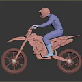 Pink Dirt Bike With Rider In Blue Outfit Pink Helmet On Dark Background