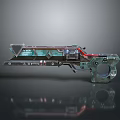 Futuristic Sci Fi Weapon With Metallic Structure And Glowing Red Components Design