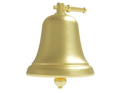 Polished Golden Bell With Decorative Handle And Metallic Shiny Finish 3d model