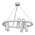 Modern Black Chandelier With Circular Frame And Gold Accent Light Columns 3d model