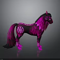 Pink And Black Horse With Feathered Wings And Geometric Patterns 3D Model Design