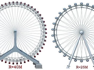 Large And Small Ferris Wheel Amusement Equipment With 40M And 25M Radius 3d model