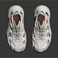White Modern Sneakers With Hollow Out Design And Orange Accents For Casual Style