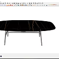 Black Oval Dining Table With Smooth Tabletop And Modern Metal Frame Design