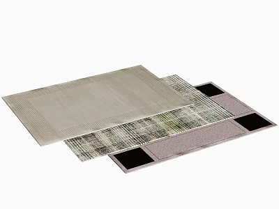 Multiple Square Rugs With Beige Gray And Black Patterns For Home Decor 3d model