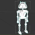 Detailed Gray Mechanical Robot With Transparent Head Dome Red Hands And Standing Posture