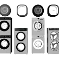 Different Modern Washing Machines With Front Load Design And Stackable Models For Home Appliances 3d model
