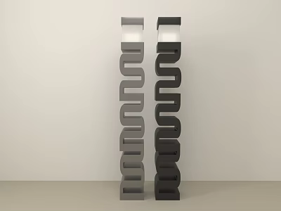 Tall Modern Spiral Floor Lamps In Gray And Black With Unique Design 3d model