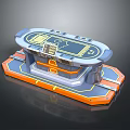 Modern Futuristic Gaming Table With Blue Top And Orange Platform Base Design 3d model