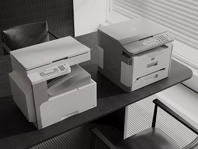 Efficient Office Electrical Appliances Multifunctional Printers Placed On Office Desk 3d model