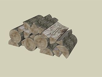 Modern Firewood Farm Tools Fireplace 3d model