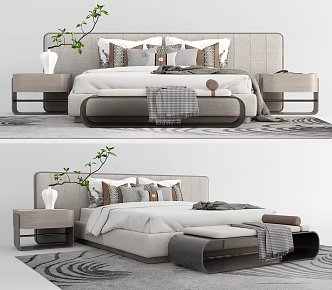 New Chinese Double Bedside Stool Bedside Stool 3d model