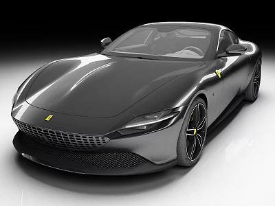 Sleek Gray Ferrari Sports Car With Modern Design And Yellow Logo 3d model
