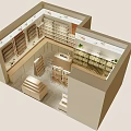 Modern Shopping Mall Store Interior With Bright Lighting Shelves And Product Displays