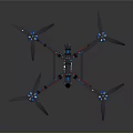 Drone Frame With Blue Propellers Motors And Aerial Structure Design 3d model