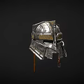 Intricate Metallic Helmet Design With Decorative Patterns Gold Accents And Ornate Details
