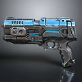 Futuristic Sci Fi Gun Design With Metallic Structure And Blue Glowing Details