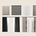 Various Styles Of Curtains And Blinds In Different Colors For Home Interior Decoration