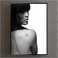 Female Back View Portrait With Shoulder Tattoo GOLF MAP Text Black And White Minimal Background