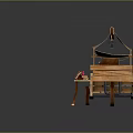 Handmade Wooden Vendor Cart With Canopy Wheels Storage Cabinets Small Drawers And Display Items