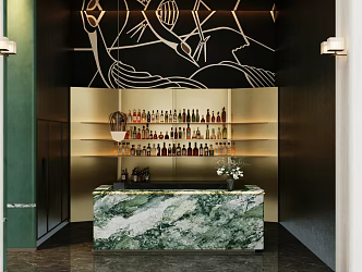 Modern Light Luxury Bar Counter Water Bar Counter Coffee Bar Counter Sales Department Water Bar Counter Metal Wine Rack 3d model