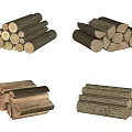 Natural Stone Wood Logs Stacked in Various Shapes and Sizes