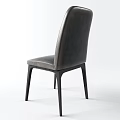 Modern Dining Chair With Gray Leather Upholstery And Black Metal Legs Design
